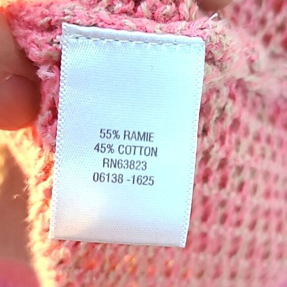 CJ Banks  Pastel Open-Knit Buttondown Sweater, Shades of Pink, Peach,Size X, 14W - Picture 9 of 9